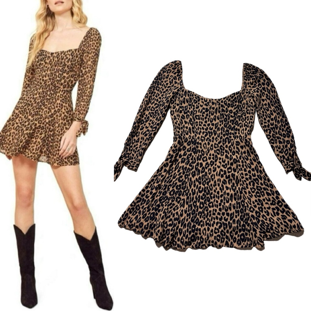 Reformation Beatrice Animal Print Bustier Mini Dress 4